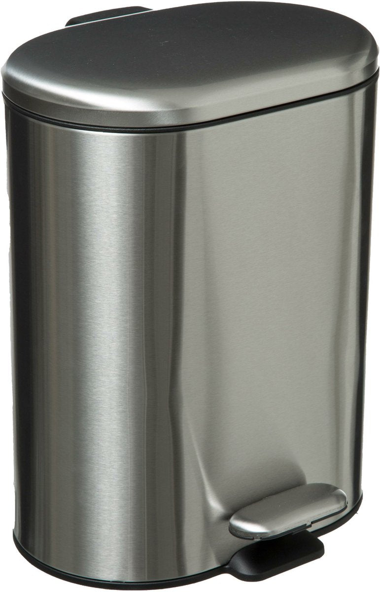 5Five pedaalemmer 6 liter – zilver RVS, met uitneembare binnenbak