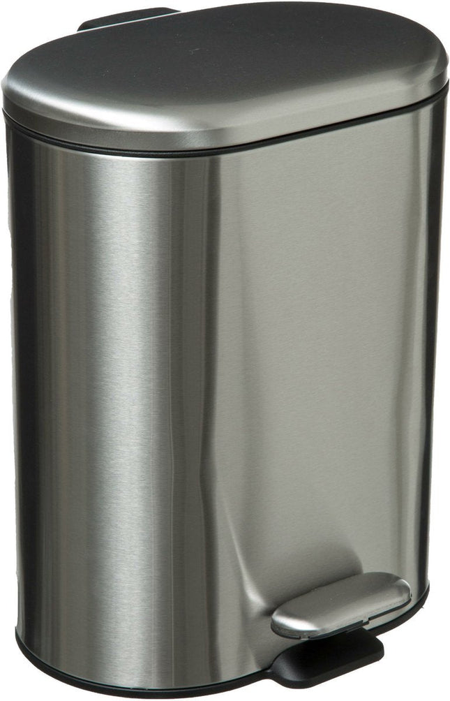 5Five - Poubelle/poubelle à pédale argent inox métal 6 litres - 15x24x30 cm - Salle de bain et toilettes