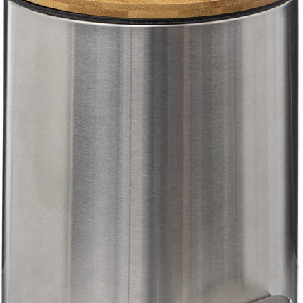 5Five Poubelle à pédale - argent/bambou - métal - 3L - 23 cm - fermeture douce - pour salle de bain et toilettes