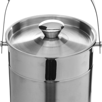 Secret de Gourmet Seau à glaçons - avec couvercle - 15 cm - Acier inoxydable - Refroidisseur de glaçons - Refroidisseur de glace - Conteneur à glace
