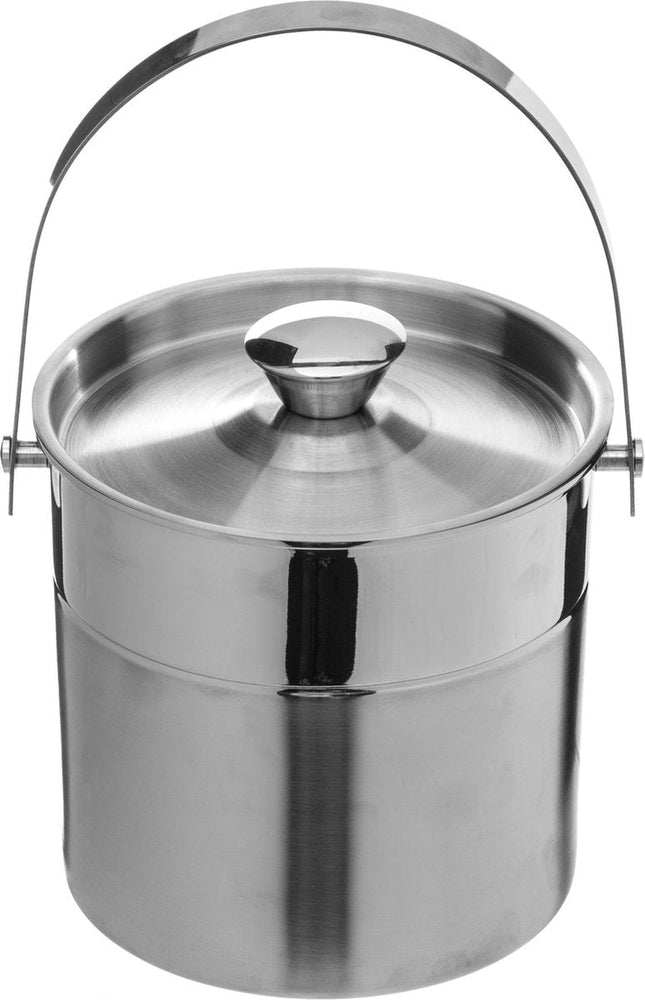 Secret de Gourmet Seau à glaçons - avec couvercle - 15 cm - Acier inoxydable - Refroidisseur de glaçons - Refroidisseur de glace - Conteneur à glace