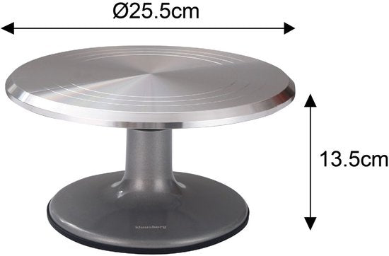 Klausberg 7771 - Plateau tournant - acier - 25 cm - Support à gâteau - Présentoir à gâteau