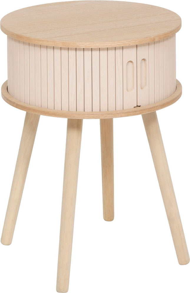 Atmosphera Nysos Table de Chevet 2 Portes - Ø40xH54cm - Beige