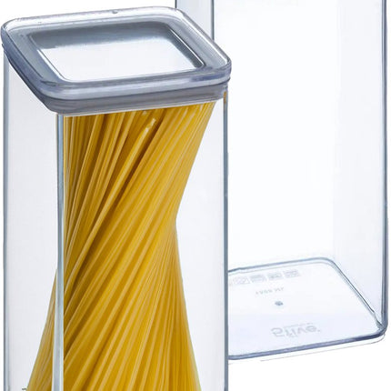 5Five Boîte de conservation - 2x - cuisine/aliments - plastique - 1500 ml - couvercle hermétique - transparent - 10 x 10 x 20 cm