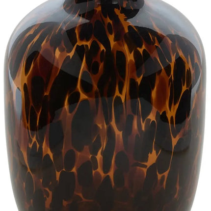 Set de 2 Vases en Verre Imprimé Léopard - Hauteur 25,5 cm - Motif Animal - Vase à Fleurs Moderne