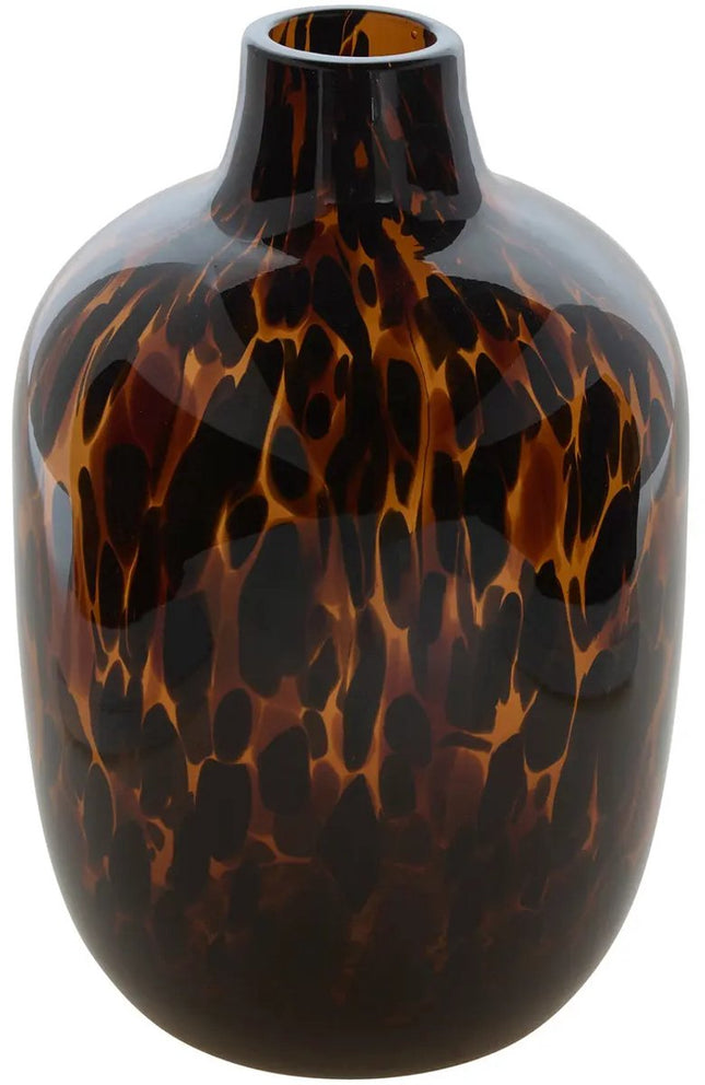 Set de 2 Vases en Verre Imprimé Léopard - Hauteur 25,5 cm - Motif Animal - Vase à Fleurs Moderne