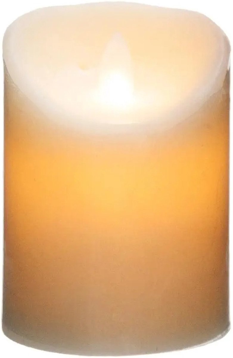 Atmosphera LED pillar candle - 1x piece - Warm light - White - 7.5 x 10 cm