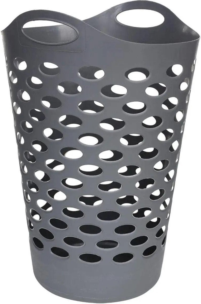 5Five Flexibler Wäschekorb/Aufbewahrungskorb – rund – grau – 60 Liter – D41 x H66 cm