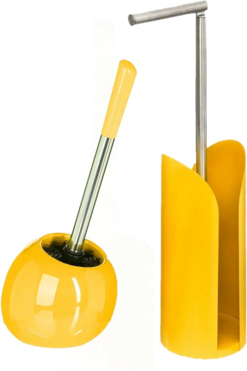 5Five - Toilet brush with toilet roll holder set in yellow