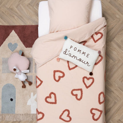 Atmosphera Kids Parure de lit 1 housse de couette 140x200cm/1 taie d'oreiller 65x65cm Cœur