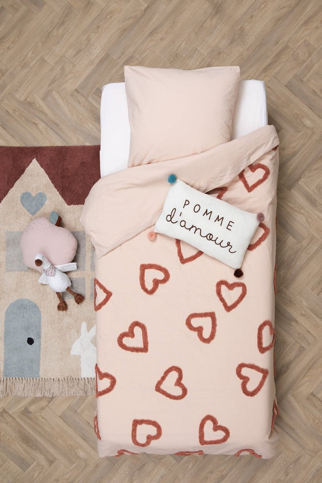 Atmosphera Kids Parure de lit 1 housse de couette 140x200cm/1 taie d'oreiller 65x65cm Cœur