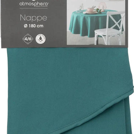 Atmosphera Nappe de table ronde - bleu pétrole - Diamètre 180 cm - Nappes de table de salle à manger - polyester