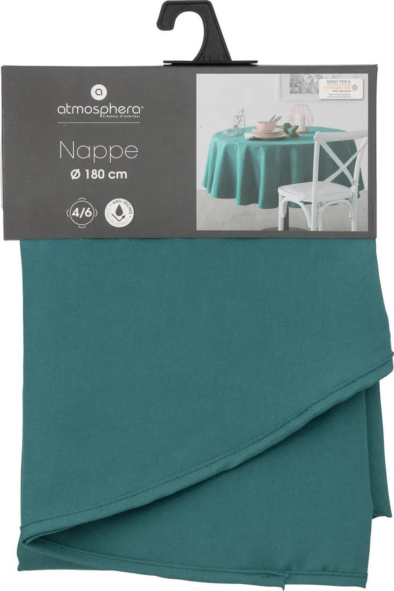 Atmosphera Tafelkleed rond - petrol blauw - Dia 180 cm - Eettafel tafellakens - polyester