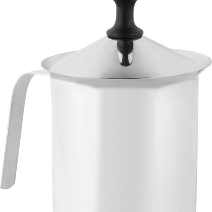 Kinghoff® - Mousseur à lait manuel - Inox - 800 ml - Lavable au lave-vaisselle - Barista - Pot à lait - Fond résistant à la chaleur - Induction