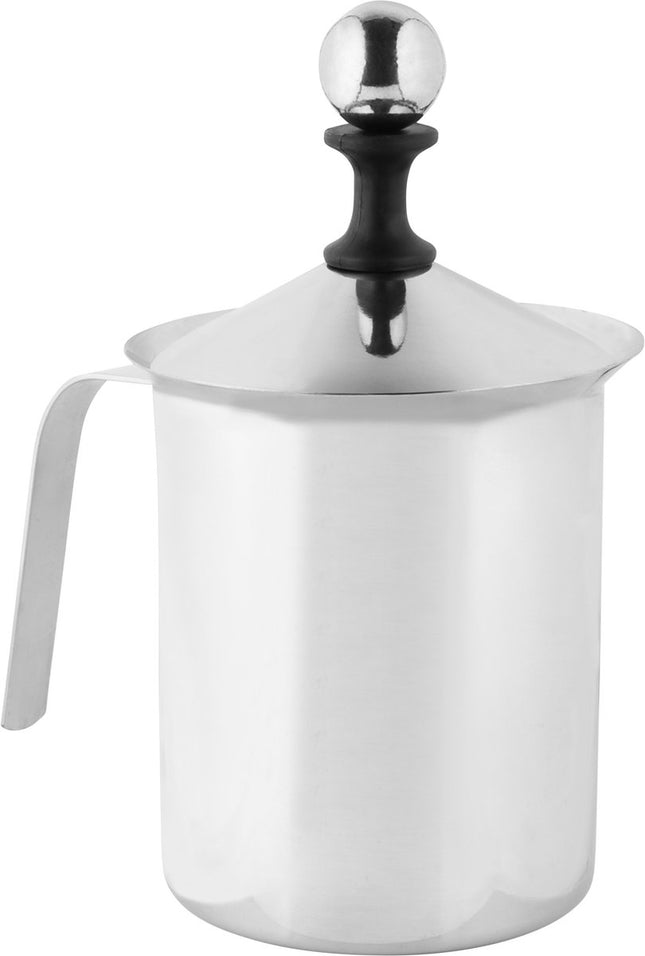 Kinghoff® - Mousseur à lait manuel - Inox - 800 ml - Lavable au lave-vaisselle - Barista - Pot à lait - Fond résistant à la chaleur - Induction