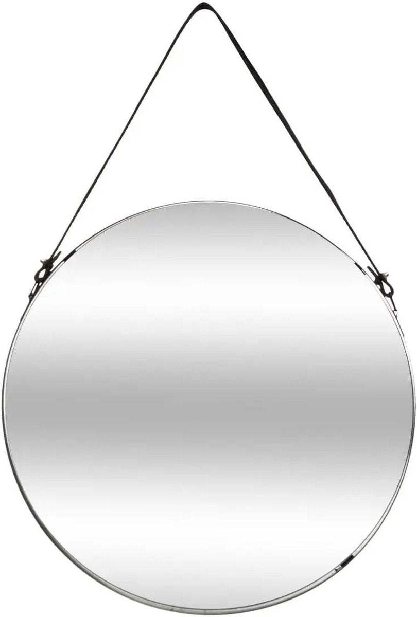 Atmosphera Wandspiegel - rund - Ø38 cm - Metall - schwarz - Spiegel mit Kordel