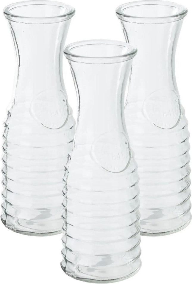Secret de Gourmet Carafe - 3x - 1 litre - verre - D10 x H26 cm - Avec col évasé - Pichet à eau - Pichet à jus