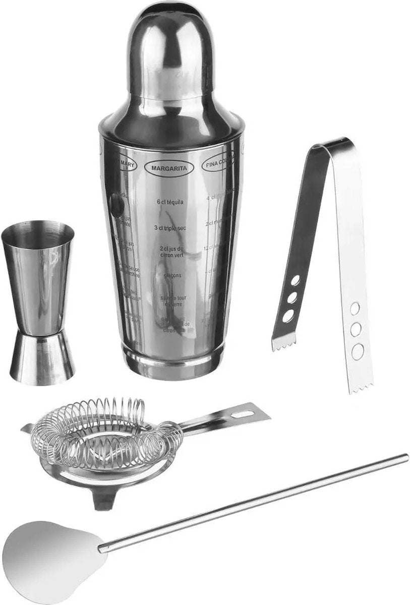 Cocktailshaker 600 ml Edelstahl 5-teiliges Set