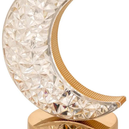 Lampe nomade en forme de lune - Lampe portable dorée à piles - 14 x 10 x 19,3 cm