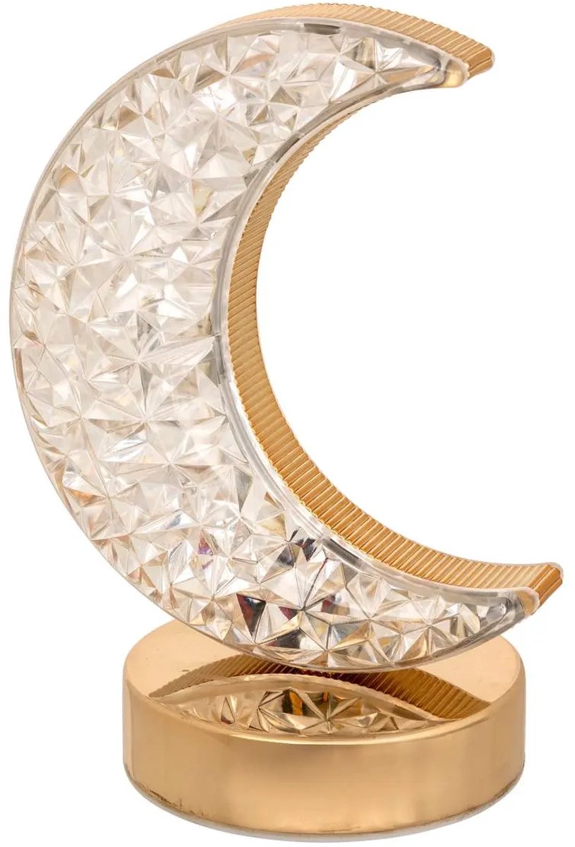 Maanlamp goudkleurig – draagbare nomadenlamp op batterijen, 19,3 cm hoog