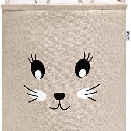Panier de rangement en forme de tête de lapin - Grande boîte de rangement étanche - Lapin en peluche beige - Coffre en polyester - 63 Litres - 40x40x50 cm - Panier à jouets - Panier à linge pour enfants - Panier à vêtements - Sipo