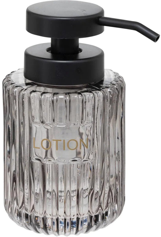 5five Pompe à savon/distributeur de savon - Naples - gris transparent - 250 ml - salle de bain - cuisine - toilettes - verre