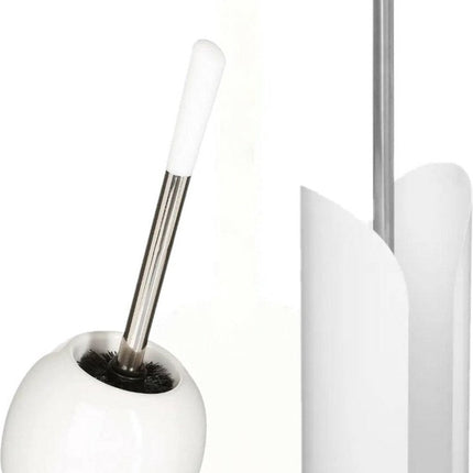 5Five - WC-borstel/toiletborstel met toiletrolhouder set in het wit