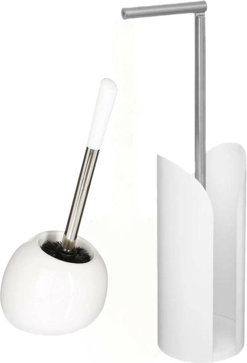 5Five - WC-Bürsten- und Toilettenpapierhalter-Set in Weiß