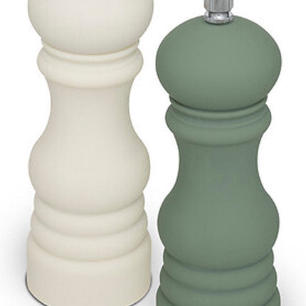 Lot de 2 moulins à sel et poivre 5Five - Plastique - Vert/Blanc - 15 cm - Ensemble d'épices