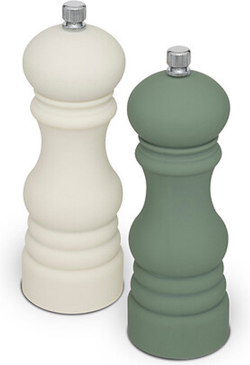 5Five peper- en zoutmolen set, groen en wit – kunststof, 15 cm