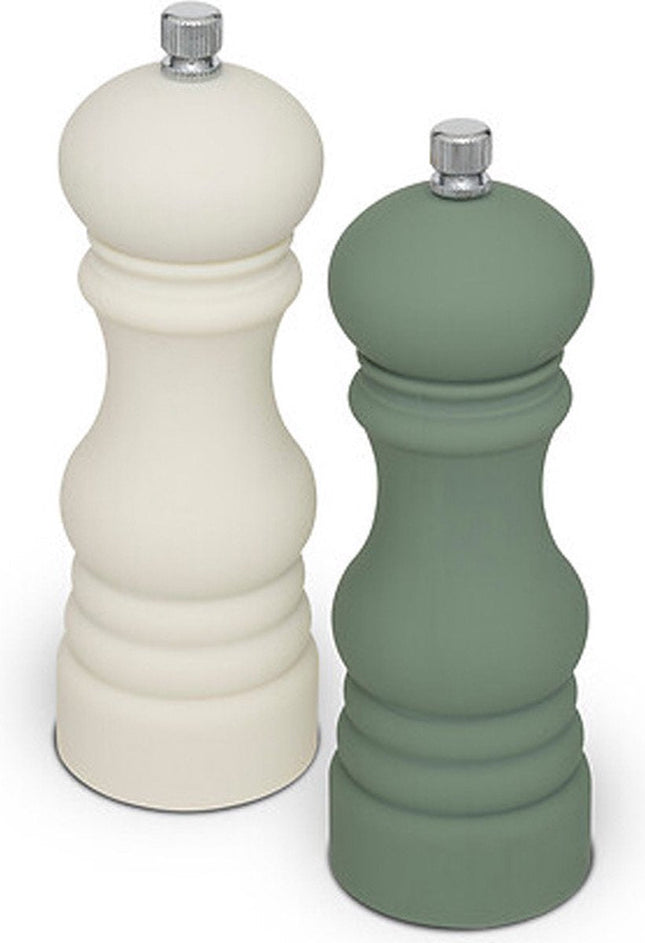 Lot de 2 moulins à sel et poivre 5Five - Plastique - Vert/Blanc - 15 cm - Ensemble d'épices