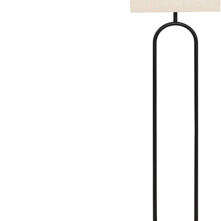 Lampadaire Atmosphera avec abat-jour en lin - 38x28xH154cm - Noir/Beige