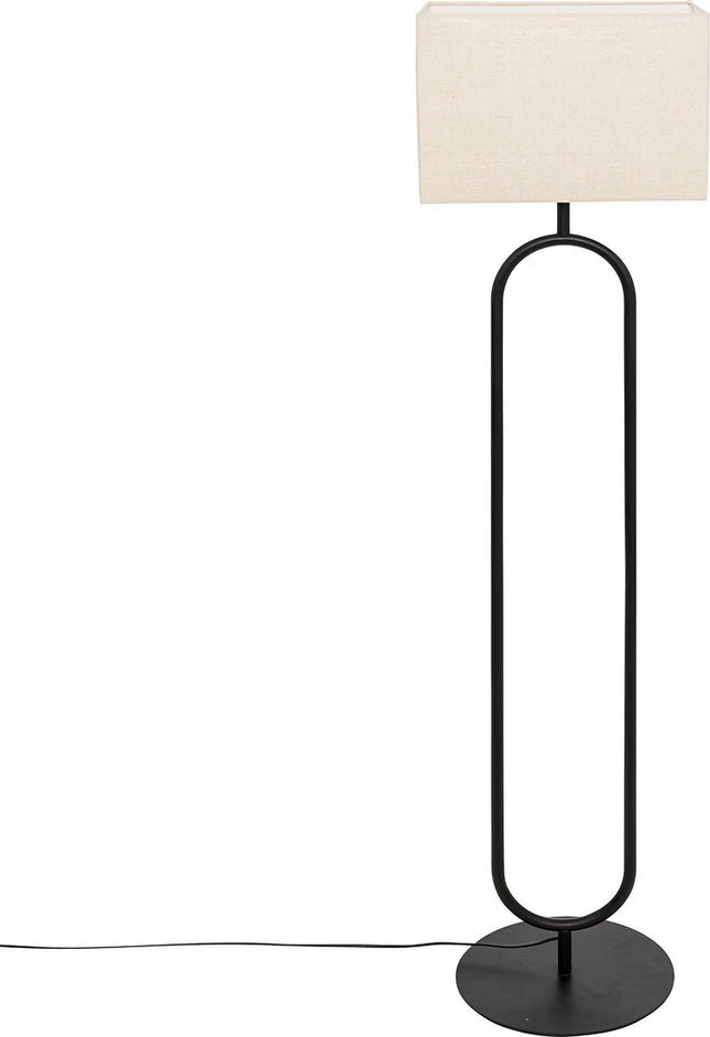 Lampadaire Atmosphera avec abat-jour en lin - 38x28xH154cm - Noir/Beige