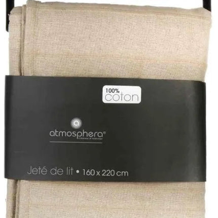Couvre-lit en lin et coton beige 160 x 220 cm