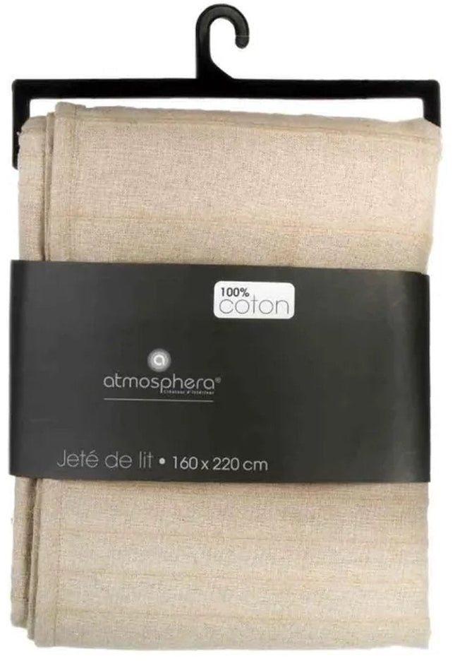 Couvre-lit en lin et coton beige 160 x 220 cm