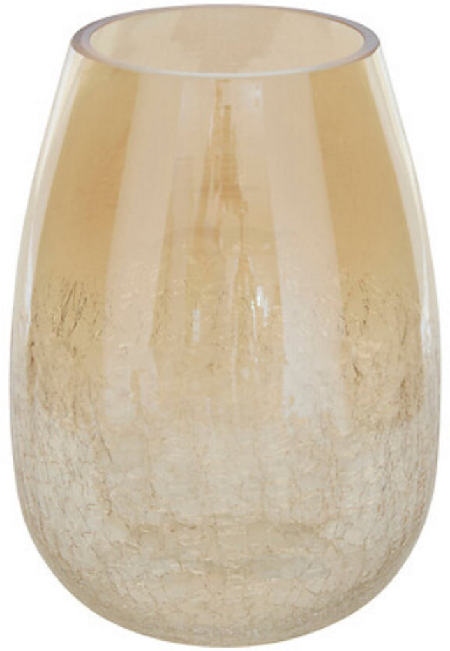 Alexis Vase Transparente à Effet Craquelé Doré - Verre - Hauteur 25 cm - Vase à Fleurs - Vase Décoratif - Verre Décoratif