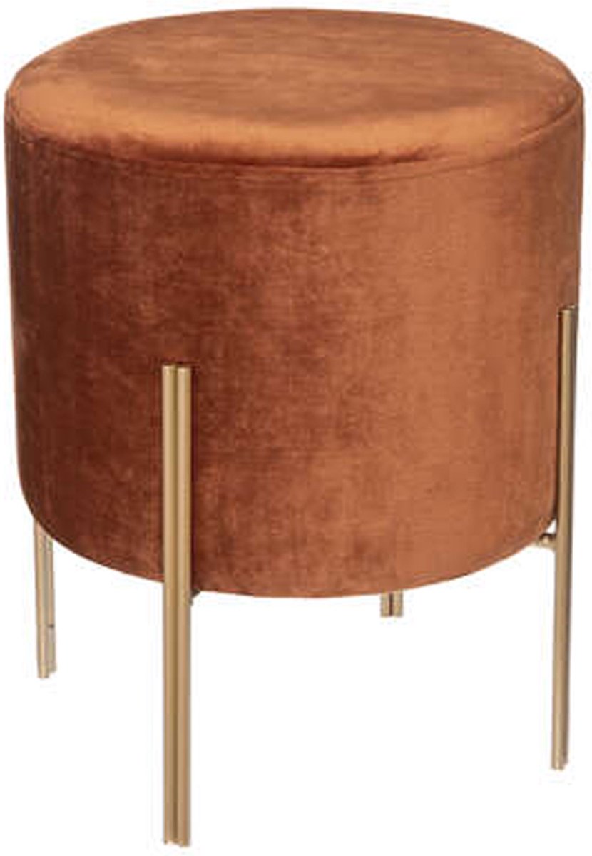 Velvet Pouffe Aras Ø 34 cm Orange