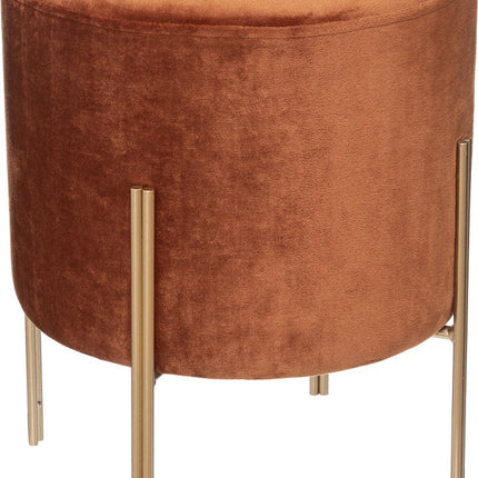 Atmosphera Velvet poef amber met gouden poten - Kruk - Fluweel - Velours