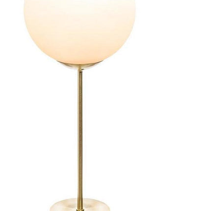 Lampe de table design dorée avec globe en verre blanc hauteur 43cm