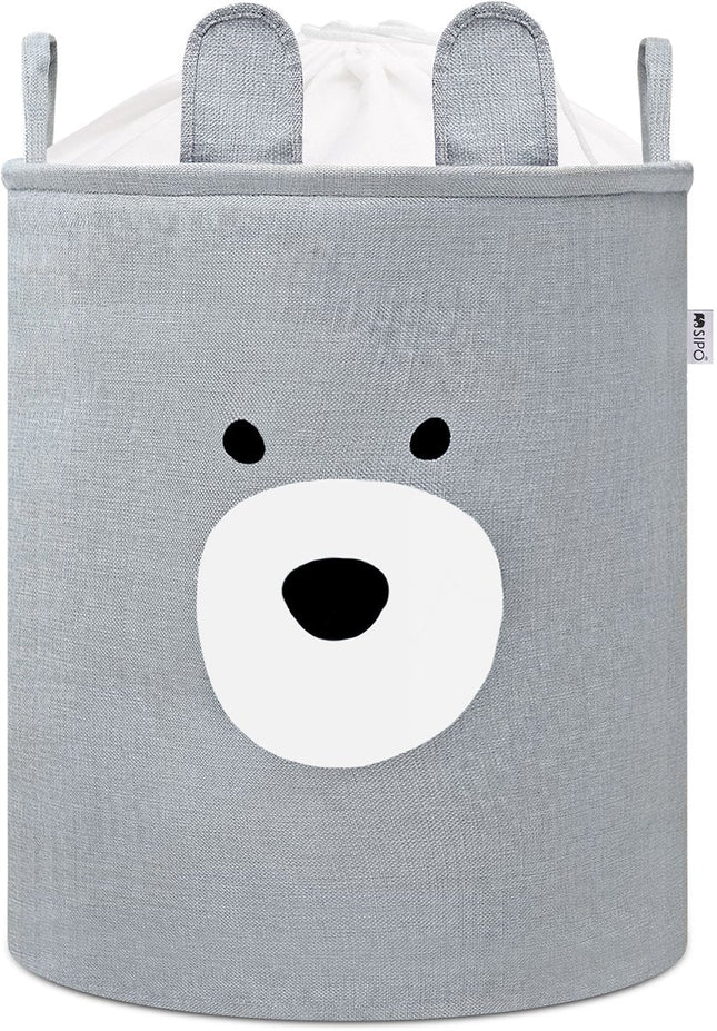 Panier de rangement Ours Gris - XXL Boîte de rangement étanche - Design Tête d'ours - Coffre en polyester - 63 litres - 40x40x50 cm - Panier à jouets - Panier à linge - Panier à vêtements - Sipo