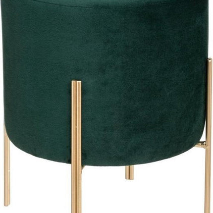 Atmosphera Pouf en velours vert avec pieds dorés - Tabouret - Velours