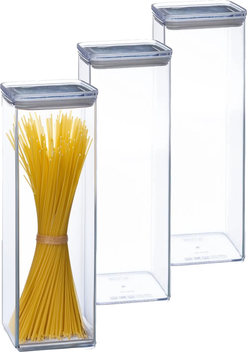 5Five Vorratsdose - 5x - Küche/Lebensmittel - Kunststoff - 2000 ml - luftdichter Deckel - transparent - 10 x 10 x 27 cm
