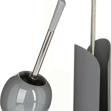 5Five - Brosse WC/brosse de toilette avec porte-rouleau de papier toilette gris