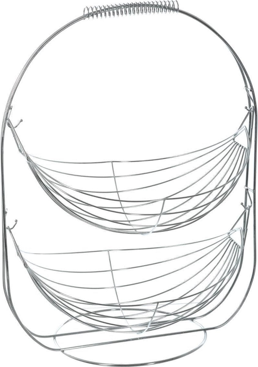 Double-tiered fruit stand / fruit basket round silver metal 34 x 25 x 46 cm - Fruit bowls / fruit baskets - Metal wire basket