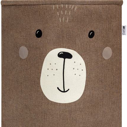 Tête d'Ours Brun - Panier de rangement pour jouets - Boîte de rangement étanche XXL - Coffre en polyester - 63 litres - 40x40x50 cm - Panier à jouets - Panier à linge - Sipo