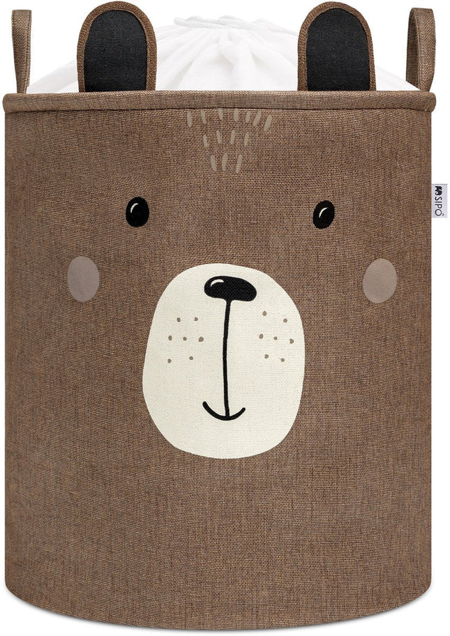 Tête d'Ours Brun - Panier de rangement pour jouets - Boîte de rangement étanche XXL - Coffre en polyester - 63 litres - 40x40x50 cm - Panier à jouets - Panier à linge - Sipo