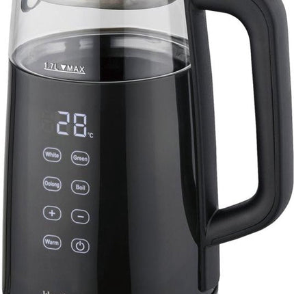 Klausberg KB-7894 Bouilloire Électrique – 1,7 Litre, Verre Noir, Panneau de Commande LED, 13 Niveaux de Température, Fonction Maintien au Chaud