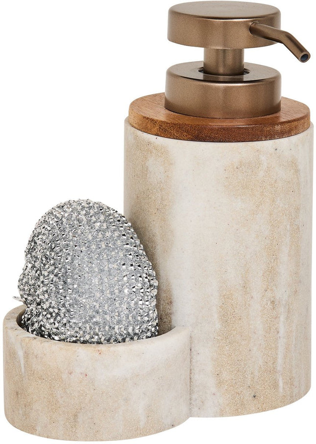 5Five Como Organiseur d'évier avec distributeur de savon - Effet marbre - 14x9xH19cm - Beige