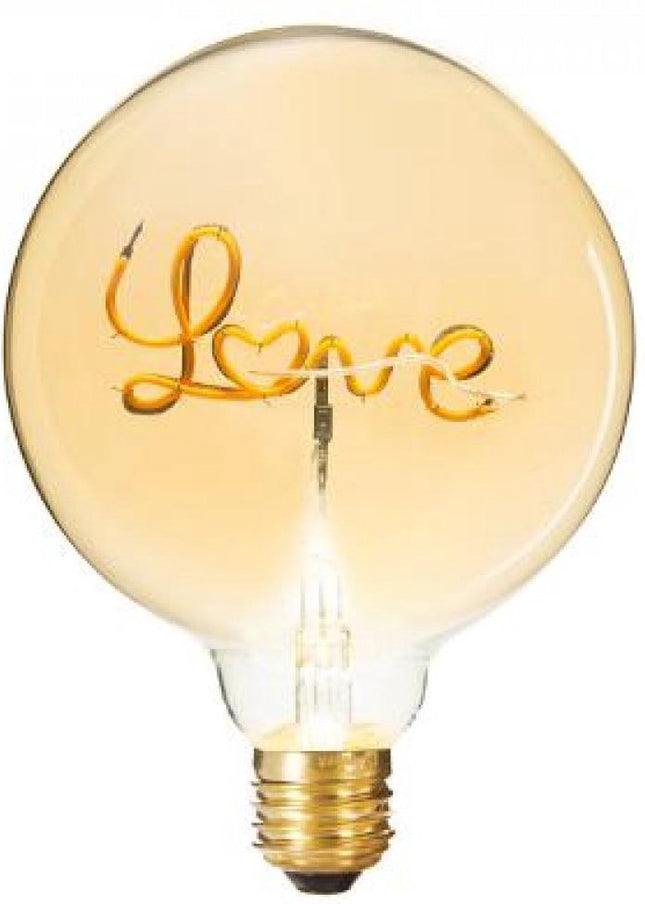 Ledlamp - Tekst LOVE - Grote Bolvormige LED - E 27 - diameter 12,5 cm