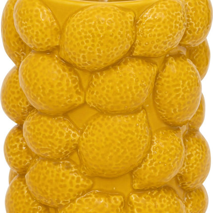 Atmosphera Vase en céramique Yucatan citron - Ø14xH18cm - Jaune